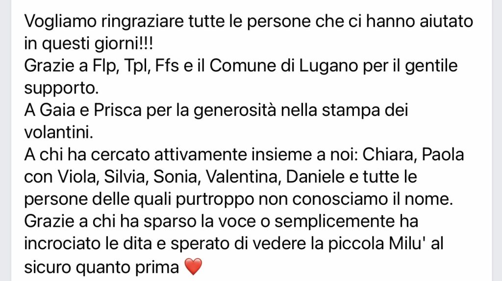 Milu Teamricercacani Ticino Volontari