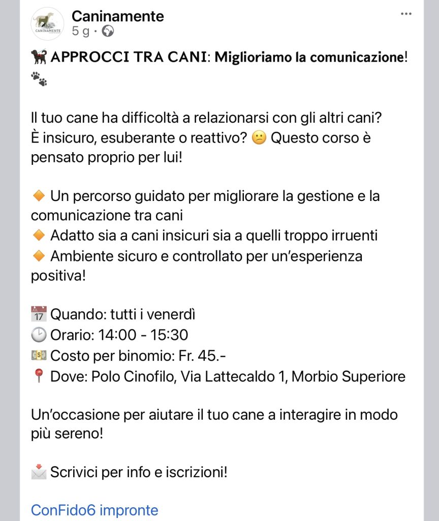 approcci tra cani Caninamente ConFido 6impronte