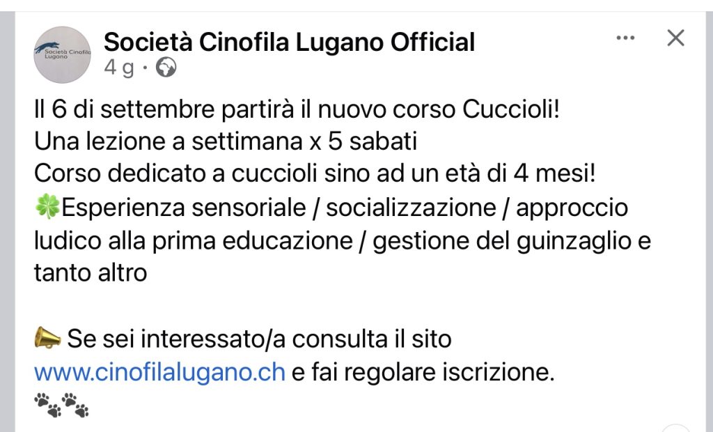 Corso cuccioli SCL