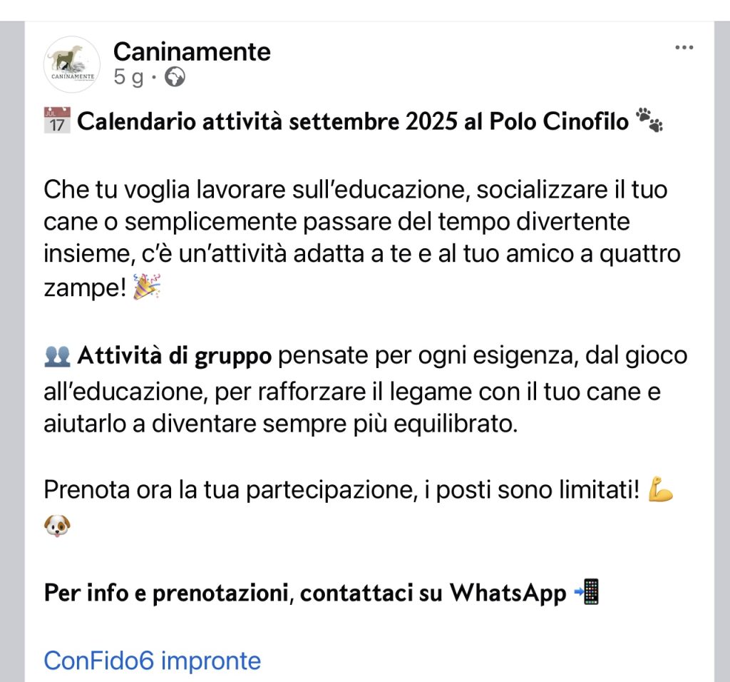 Attività settembre 2025