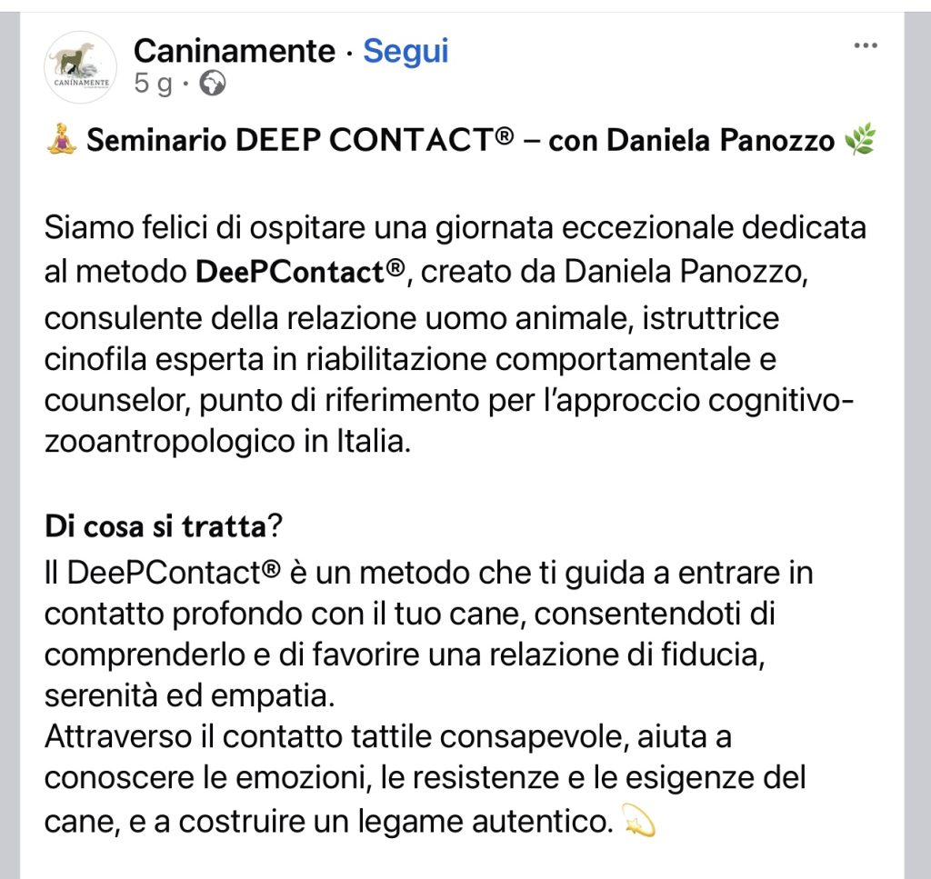 Seminario DEEP CONTACT Caninamente